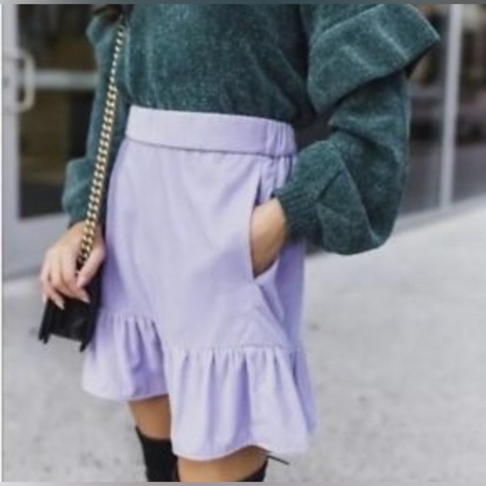 J Crew H2657 NWT Lavender Velvet Peplum Mini Casual Skirt Light Thistle - M - Picture 3 of 11